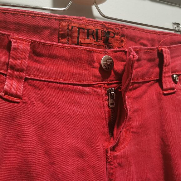 Tripp NYC red overdye skinny jeans with decorative zippers - Picture 4 of 9